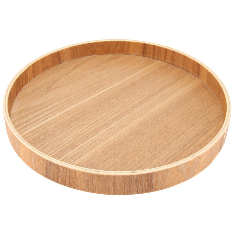 2 pcs Round Fruit Tray Cup Tray Teaboard Snack Tray (Log Color) - Image 1