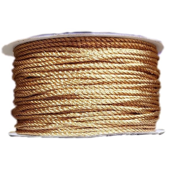 HiTechMart Golden Twisted Cord 3 mm Thickness Pack of 3 Best Usually as Blouse Dori Lehnga Saree and Other Craft Material - Image 1