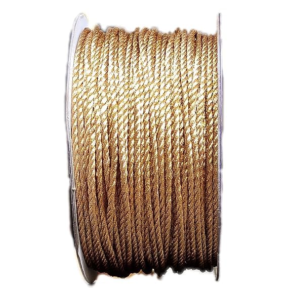 HiTechMart Golden Twisted Cord 3 mm Thickness Pack of 3 Best Usually as Blouse Dori Lehnga Saree and Other Craft Material - Image 3