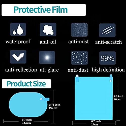 HSR Anti Fog Film Car Rear View Mirror Rain-Proof Anti Water Mist, HD Nano Film Anti-Glare,Anti-Scratch,Rainproof (2 PCs Oval + 2 PCs Square) - Image 4
