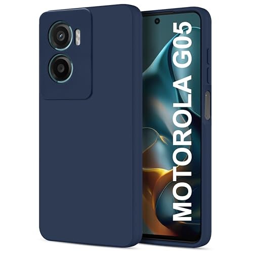 SBMS Silicone Back Cover Case for Motorola Moto G05 | Soft Micro-Fibre Lining Inside | Camera Protection Bump | Shockproof Back Cover Case for Motorola Moto G05 (Blue) - Image 1