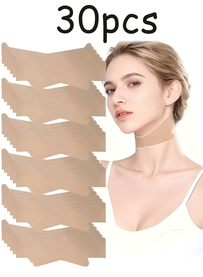 30 Pcs Wrinkle Lifting Patches Neck Lift Strips, Self-Adhesive Face Neck Tape Lifting Invisible Patch for Improving Wrinkles Neck Lines, Waterproof High Elasticity V Shape Lift Tape Stickers for Reducing Wrinkles - Image 1