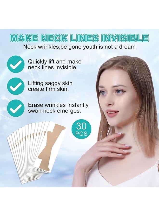 30 Pcs Wrinkle Lifting Patches Neck Lift Strips, Self-Adhesive Face Neck Tape Lifting Invisible Patch for Improving Wrinkles Neck Lines, Waterproof High Elasticity V Shape Lift Tape Stickers for Reducing Wrinkles - Image 5