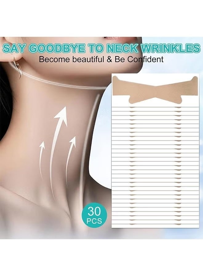 30 Pcs Wrinkle Lifting Patches Neck Lift Strips, Self-Adhesive Face Neck Tape Lifting Invisible Patch for Improving Wrinkles Neck Lines, Waterproof High Elasticity V Shape Lift Tape Stickers for Reducing Wrinkles - Image 3