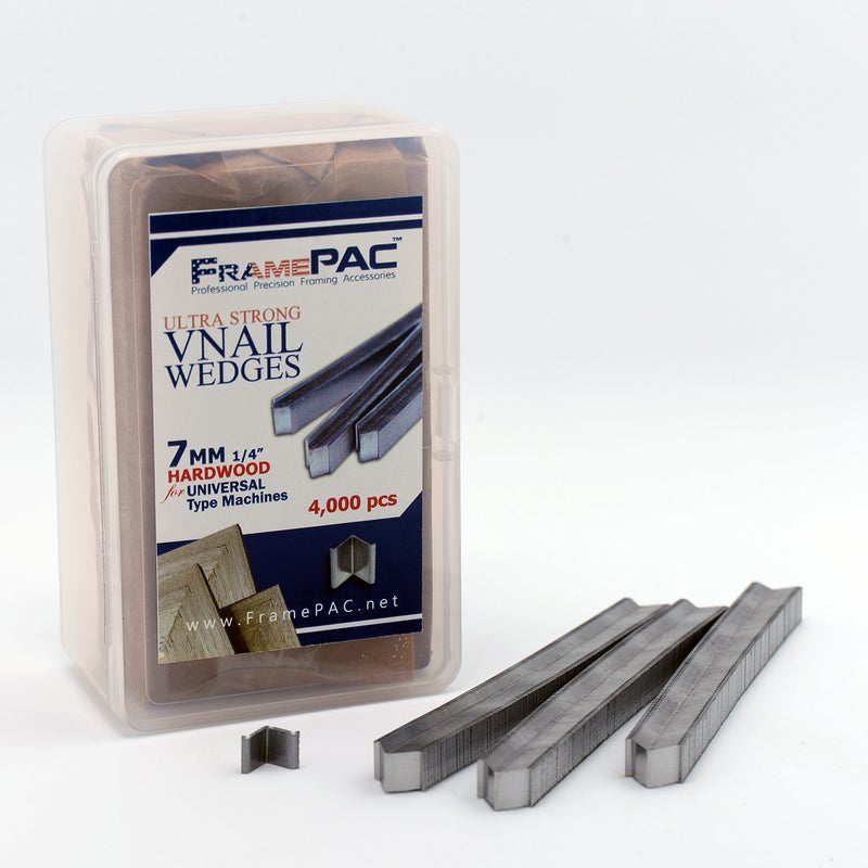 FramePac V Nails for Picture Frames Hardwood Universal (UNI) 7mm (1/4 Inch) [4000 V-Nail Pack  Stacked] - (for use in Automatic V Nailer for Picture Framing  Automatic V Nailer for Picture Frames) - Image 1