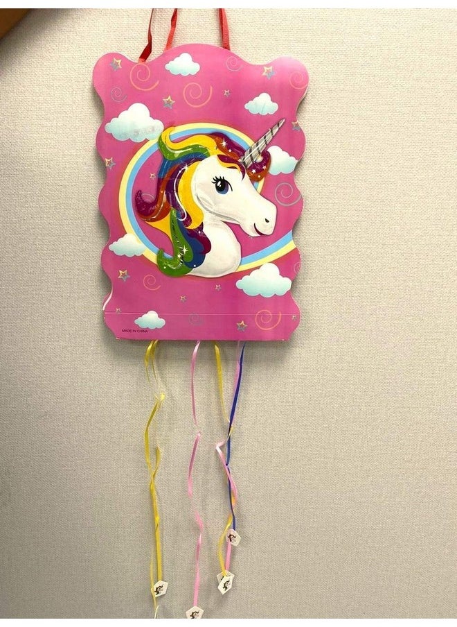 Funcart Funcart Unicorn Birthday Pull String Pinata (Khoi Bag), Unicorn Paper Pinata, Rainbow Unicorn Pinata for Girls Birthday Party Pink Unicorn Party Supplies for Princess Parties Fiestas Decorations  - Image 2