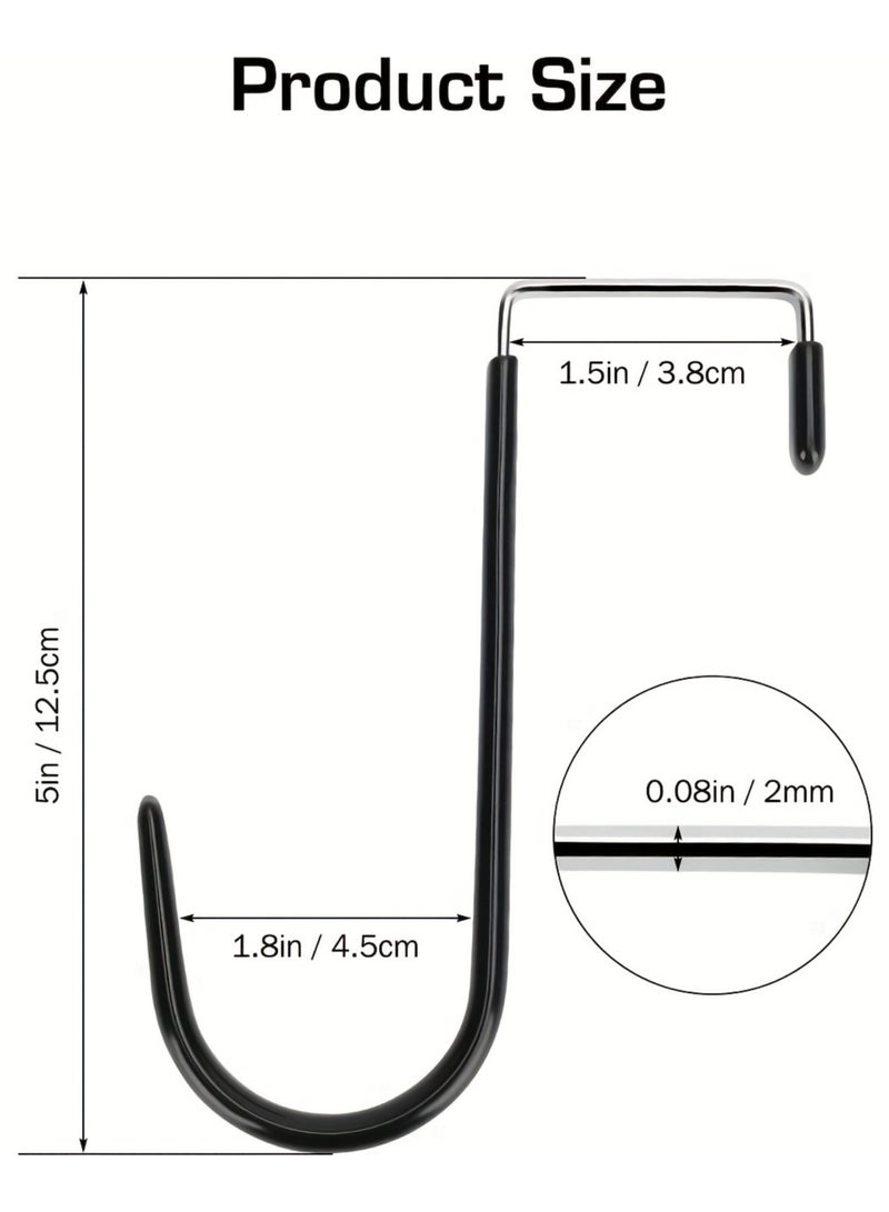 4pcs Heavy Duty Door Hanger Hooks With Rubber | Organizer Hooks, Cabinet Essentials, For Living Room, Bathroom, Bedroom, Hooks Hangers, Hooks Behind Doors, Home Essentials(Black)  - Image 3