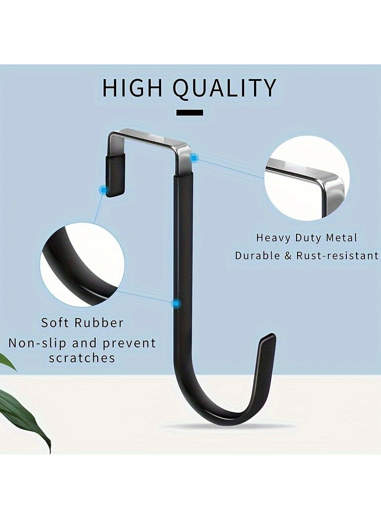 4pcs Heavy Duty Door Hanger Hooks With Rubber | Organizer Hooks, Cabinet Essentials, For Living Room, Bathroom, Bedroom, Hooks Hangers, Hooks Behind Doors, Home Essentials(Black)  - Image 4