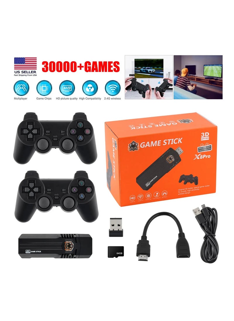 FIPKA - X8 pro 4K Retro Game Console 30000+ Video Game Stick +2x Wireless Controllers - Image 1