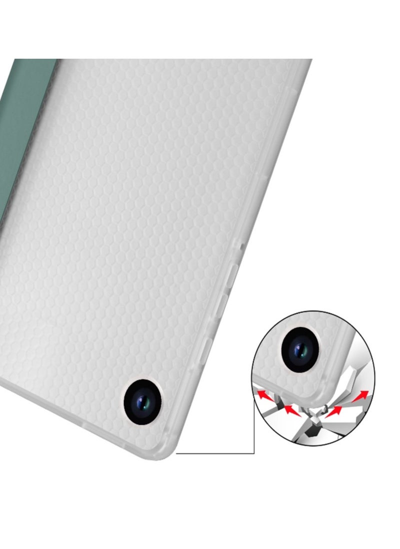 Generic - Case for  Samsung Galaxy Tab A9 ，Transparent Airbag With Pen Slot For Anti Drop, Tablet Protective Cover, Triple Fold Multi Angle Design, Automatic Wake-up/sleep, Soft Leather, Green - Image 1