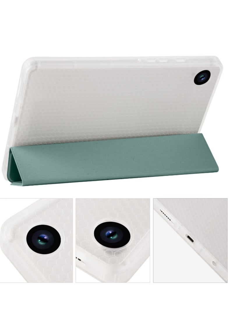 Generic - Case for  Samsung Galaxy Tab A9 ，Transparent Airbag With Pen Slot For Anti Drop, Tablet Protective Cover, Triple Fold Multi Angle Design, Automatic Wake-up/sleep, Soft Leather, Green - Image 1