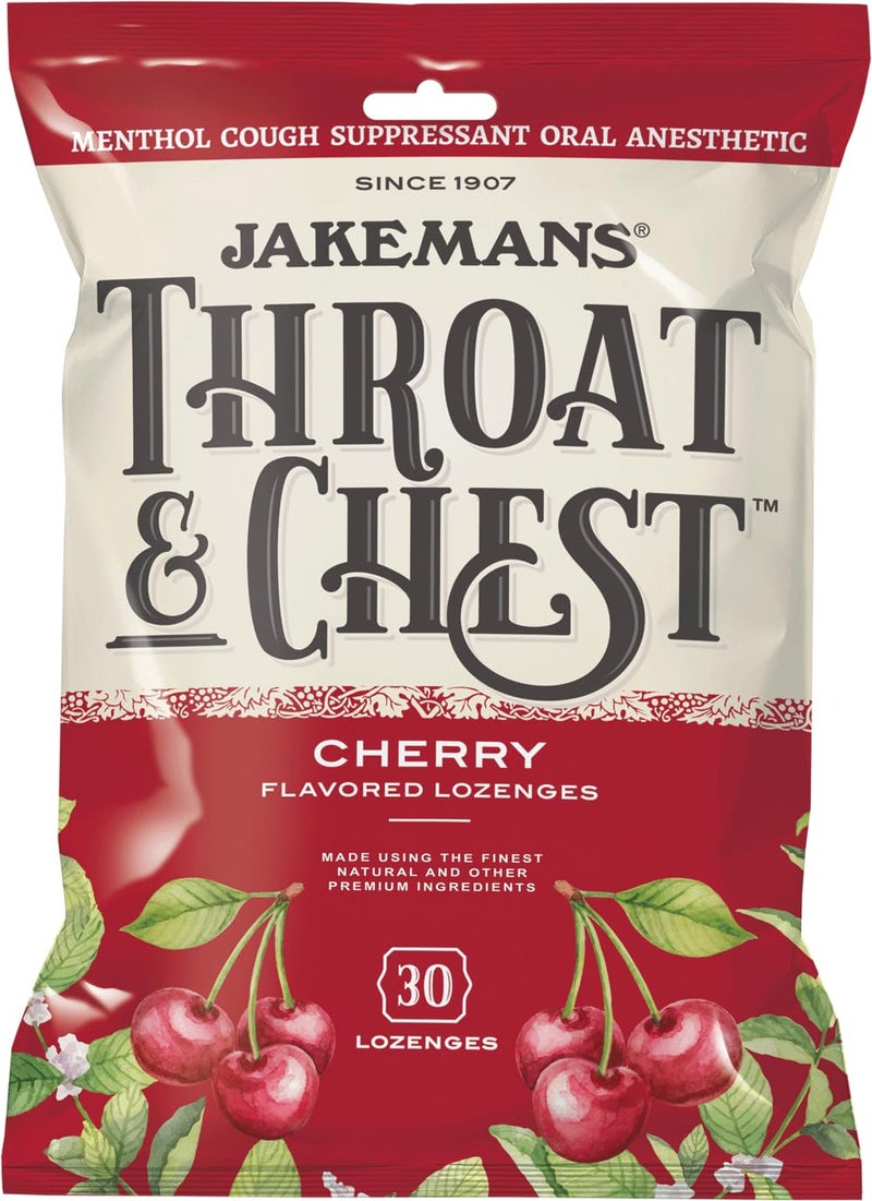 Jakemans Cherry Throat & Chest Lozenges Cough Drops (4 Pack) - Image 2
