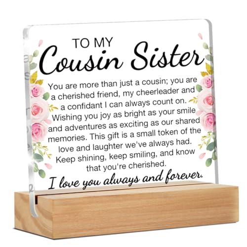 ZOSAN Best Cousin Gifts for Women Girl, to My Cousin Sister Gifts Clear Desk Decorative Sign - Image 1