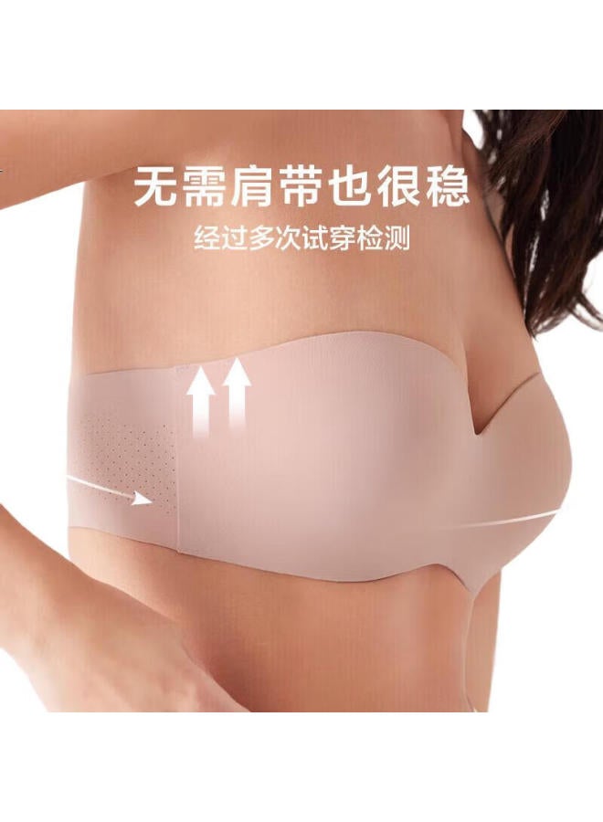 Aimer Breathable Strapless Bandeau Bra Push-Up Non-Slip Half Cup Am118581 Black C75 - Image 2