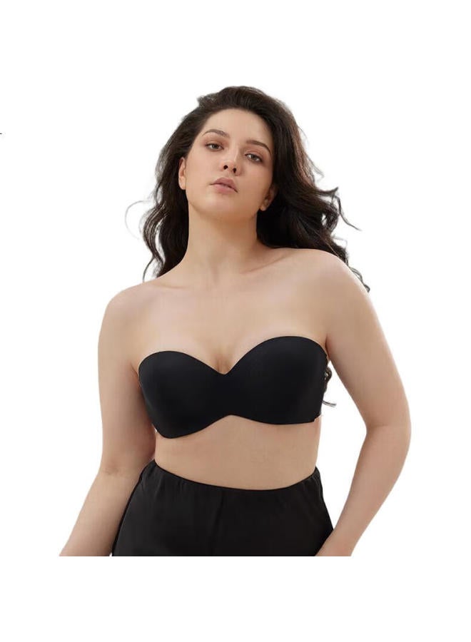 Aimer Breathable Strapless Bandeau Bra Push-Up Non-Slip Half Cup Am118581 Black C75 - Image 1