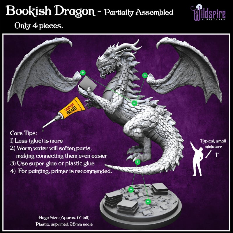 Wildspire Fantasy Monsters & Bookish Dragon for DND Miniatures Unpainted Bulk 28mm-32mm Dungeons & Dragons Minis Pathfinder Figures Fantasy Unpainted Tabletop RPG Miniature Starter Set for DD - Image 5
