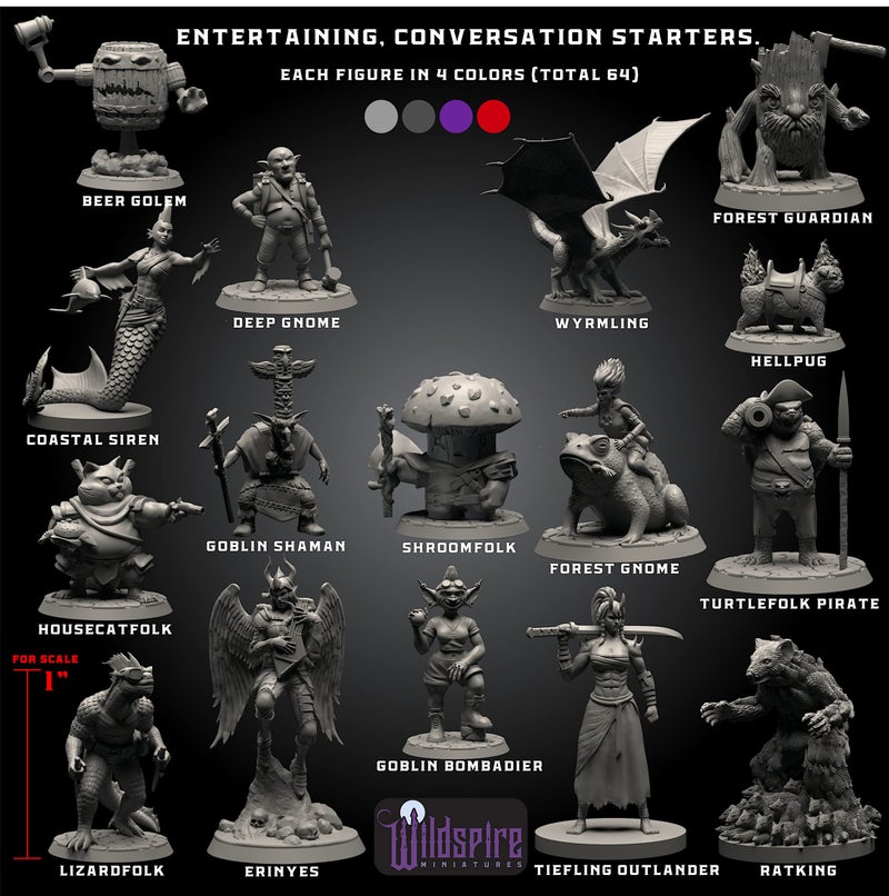 Wildspire Fantasy Monsters & Bookish Dragon for DND Miniatures Unpainted Bulk 28mm-32mm Dungeons & Dragons Minis Pathfinder Figures Fantasy Unpainted Tabletop RPG Miniature Starter Set for DD - Image 4