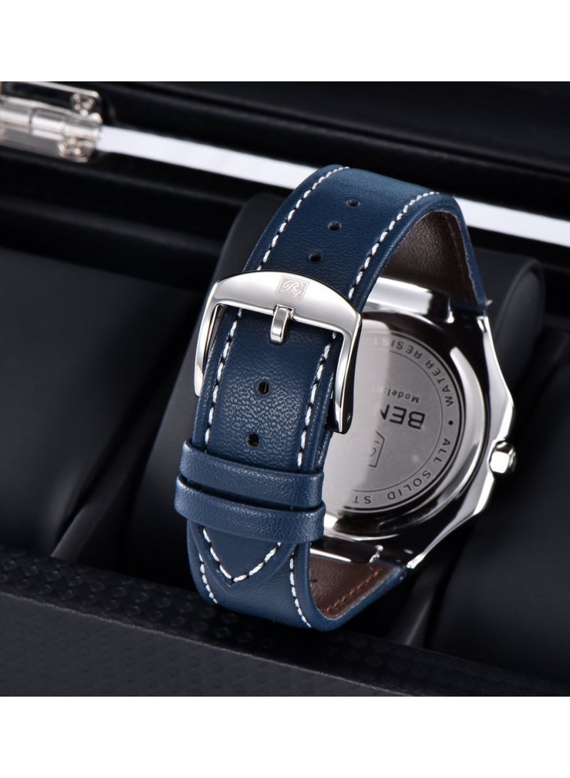 BENYAR Watches for Men Luxury Quartz Water Resistant Watch Men's Chronograph Genuine Leather Strap 5221 - Image 4