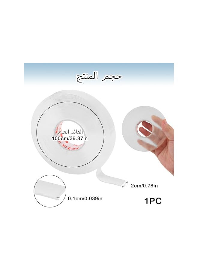PROMASS promass شريط لاصق سحري مزدوج الجوانب بطول 10 متر، شريط لاصق شفاف مقاوم للماء وقابل للغسل واعادة الاستخدام من الاكريليك، شريط شفاف للجدران والخشب والبلاط والحجر والزجاج والمعدن والاكريليك  - Image 2