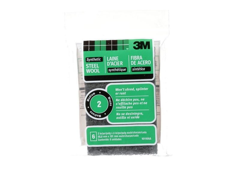 3M Synthetic Steel Wool Pads, #2 Medium, 6-Pads, Use Wet Or Dry, Compatible With Water-Based Strippers & Finishes, Will Not Shred, Splinter Or Rust Like Steel Wool Does, Rinse and Reuse (10116NA) - Image 3