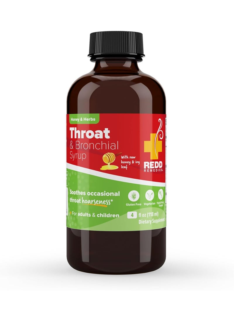 REDD REMEDIES Redd Remedies, Throat & Bronchial Syrup, Honey & Herbs, 4 oz (24 Doses) 