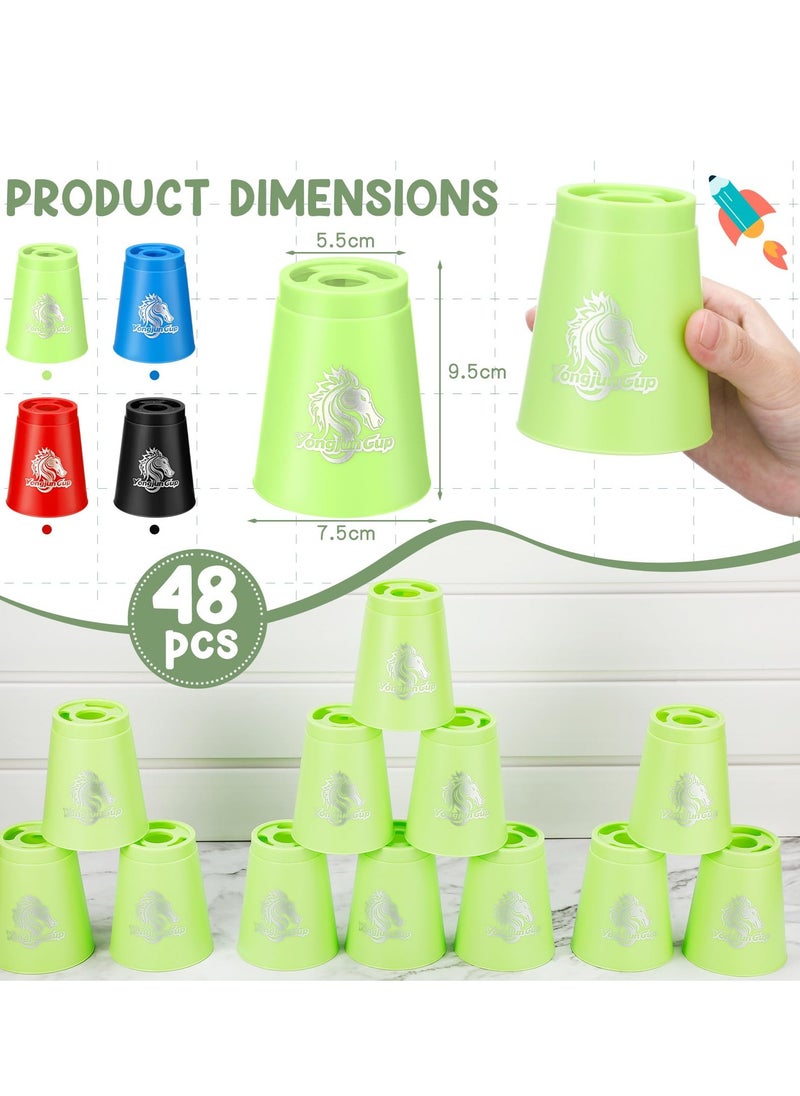 SYOSI Quick Stacks Cups, 48 Pcs Sports Stacking Cups, Classic Stacking Games Speed Training Game for Boy Girl Adult Family Party Challenge Competition Travel Gift, 4 Colors  - Image 4