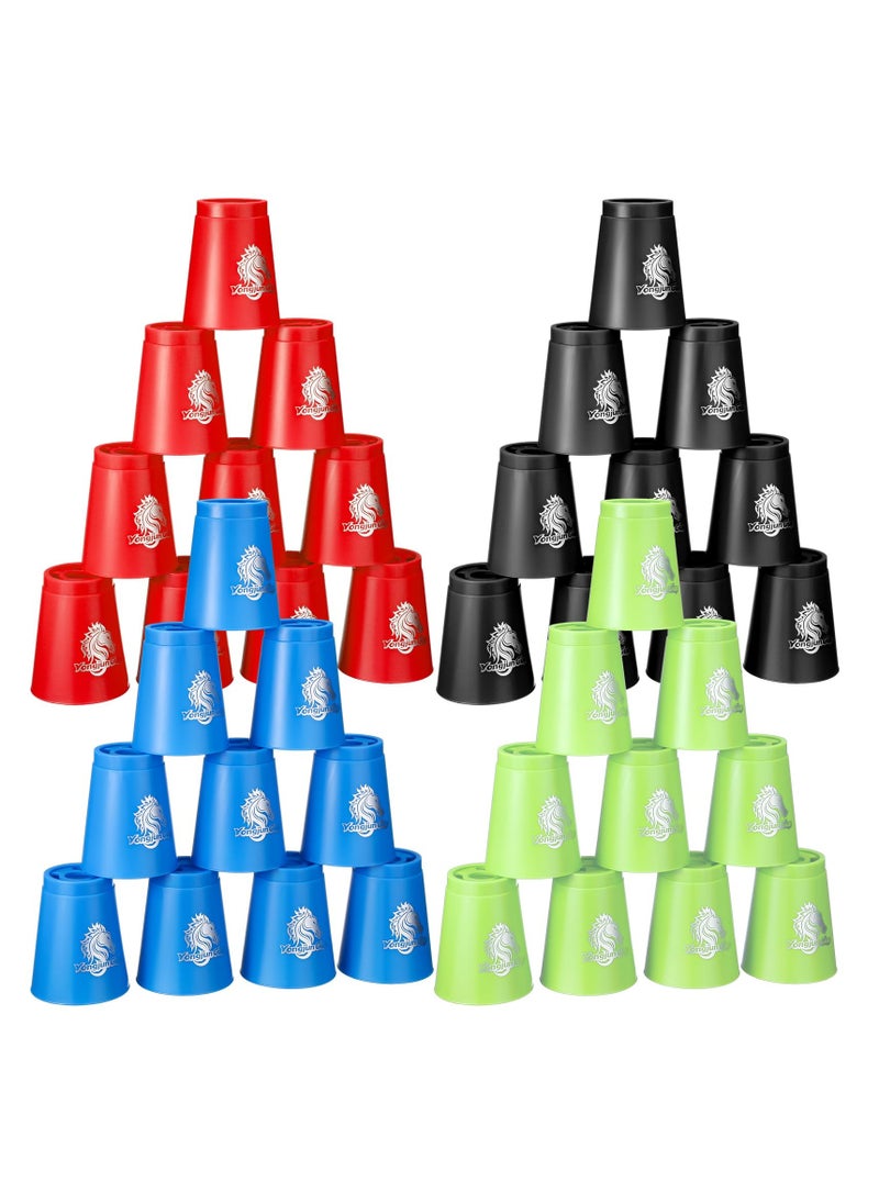 SYOSI Quick Stacks Cups, 48 Pcs Sports Stacking Cups, Classic Stacking Games Speed Training Game for Boy Girl Adult Family Party Challenge Competition Travel Gift, 4 Colors  - Image 1