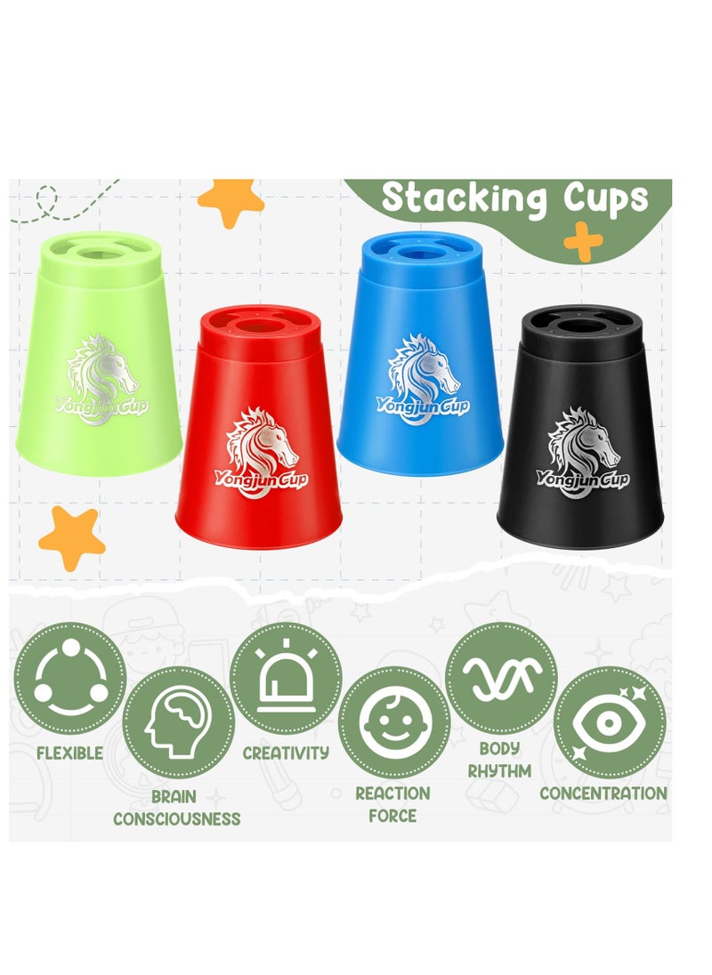 SYOSI Quick Stacks Cups, 48 Pcs Sports Stacking Cups, Classic Stacking Games Speed Training Game for Boy Girl Adult Family Party Challenge Competition Travel Gift, 4 Colors  - Image 2