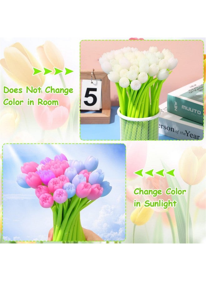 SANNIX Color Changing Tulip Flower Pens 50 Pcs Novely Fun Tulip Gel Ink Pen Bulk For Birthday Party Favors Gift School Classroom Office Stationery Store Bags Filler - Image 3