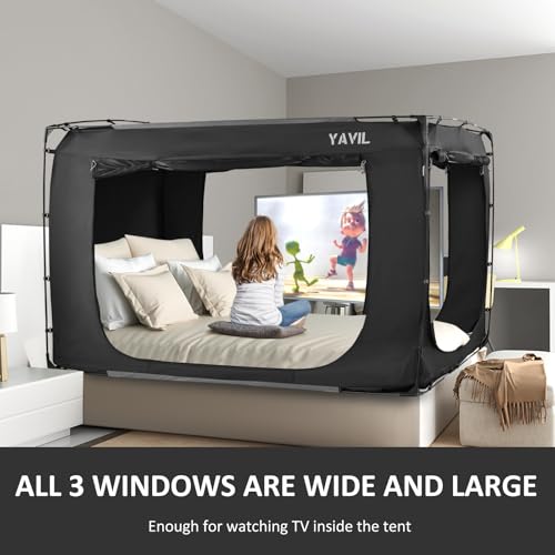 YAVIL Bed Tent Bed Canopy King Size, Portable Sleeping Tents Dream Tents Indoor for Kids and Adult, Blackout 70% Breathable Privacy Space on Bed with Three Doors (Mattress Not Included) - Image 5