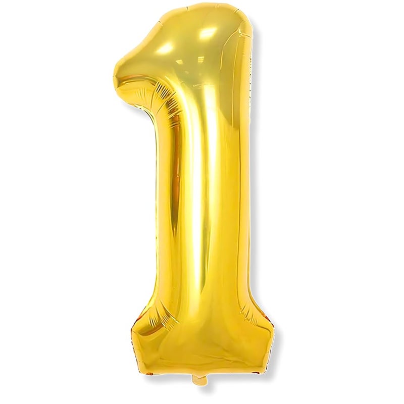 Flyloons 1 number Golden Foil Balloon 16 inch Size Birthday Decoration Items Pack of 1 | 1st Year Balloons | One - Image 5
