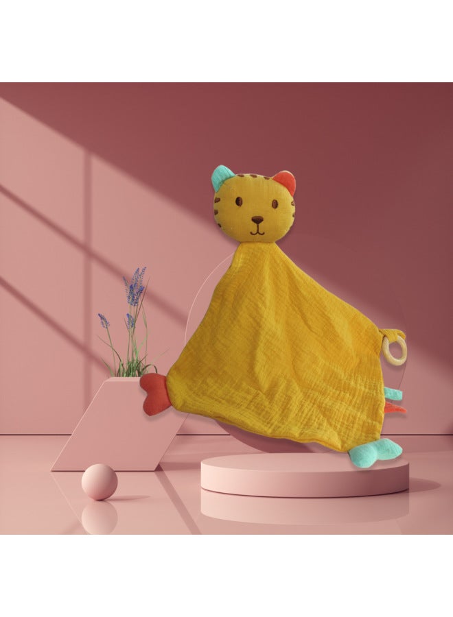 Baby Cotton Muslin Soothing Towel Mouthable Sleeping Companion Doll Saliva Towel JIMILOVE Brand Non-Toxic Soft Fabric Toy-Color:Cotton Square Scarf Tiger  - Image 1