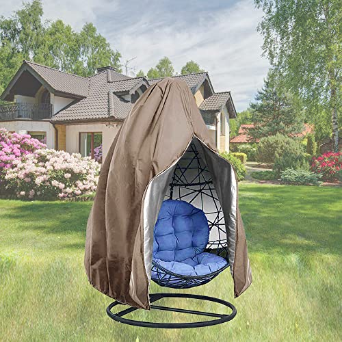 FLYMEI UpgradedPatio Egg Chair Covers with Zipper Wicker Egg Swing Chair Covers Waterproof Heavy Duty Weather Resisatnt Outdoor Chair Cover Windproof Hanging Chair Cover 75 x 45 Khaki 1 Pack - Image 1