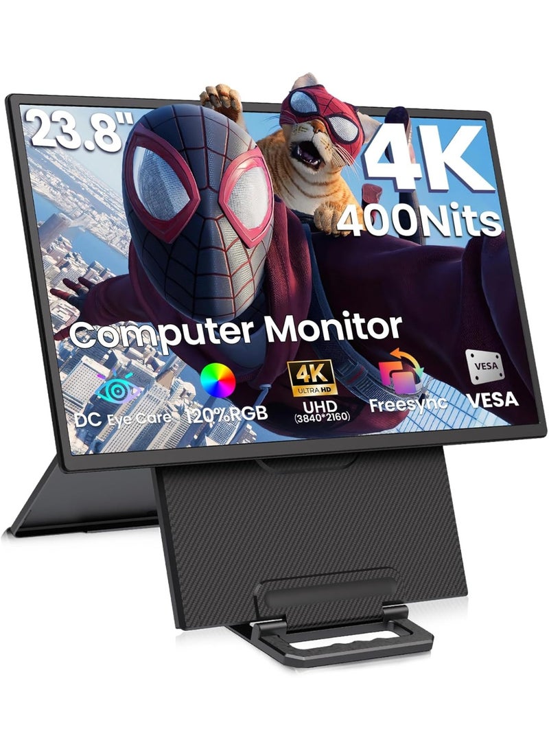 V2COM 23.8-Inch 4K UHD Portable Monitor, IPS Ultra-Slim Large Screen with 120% sRGB, FreeSync, USB-C HDMI, for Laptop, MacBook, Xbox, PS5 - Image 1