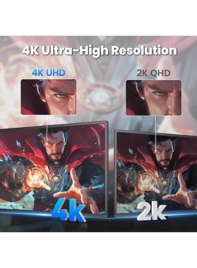 V2COM 23.8-Inch 4K UHD Portable Monitor, IPS Ultra-Slim Large Screen with 120% sRGB, FreeSync, USB-C HDMI, for Laptop, MacBook, Xbox, PS5 - Image 3