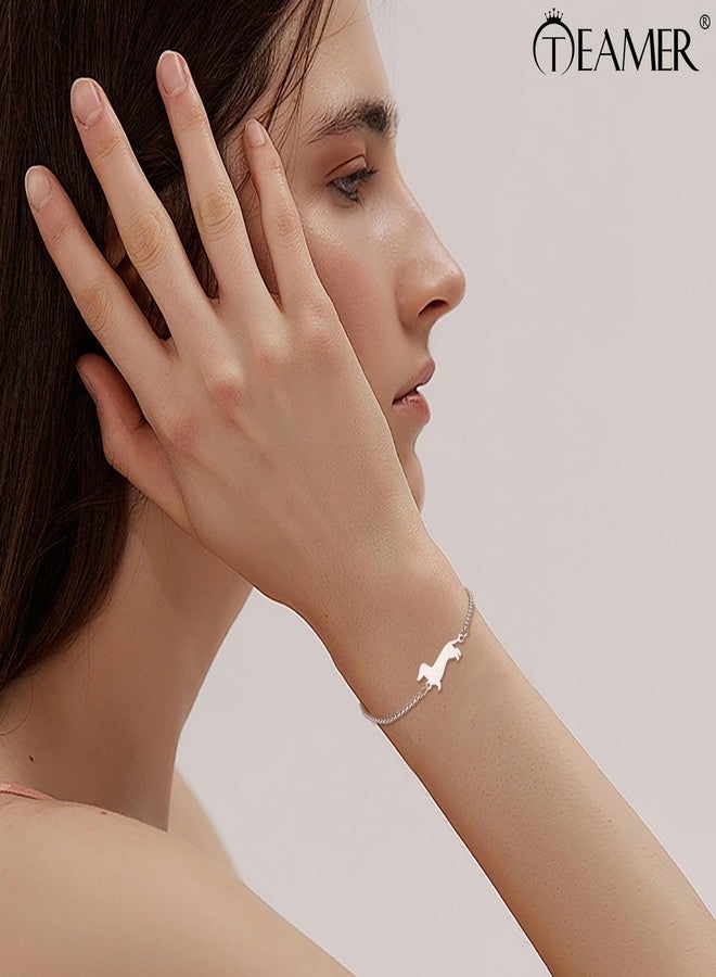 TEAMER Cute Dachshund Bracelet Resizable Dachshund Box Chain Bracelet Stainless Steel Dachshund Lover Pet Animal Jewelry For Women (Silver) - Image 3