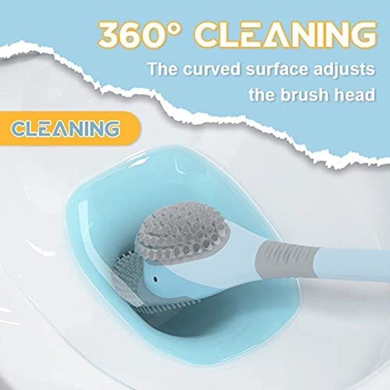 Cozron Cozron Silicone Cartoon Shape Soft Bathroom Brush | Wall Mounted Toilet Brush with Holder | Bathroom Cleaning Tool | Cleaning Bowl Brush Kit (Pack of 1,Multicolor) - Image 2