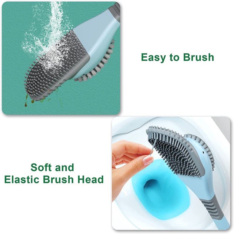 Cozron Cozron Silicone Cartoon Shape Soft Bathroom Brush | Wall Mounted Toilet Brush with Holder | Bathroom Cleaning Tool | Cleaning Bowl Brush Kit (Pack of 1,Multicolor) - Image 5