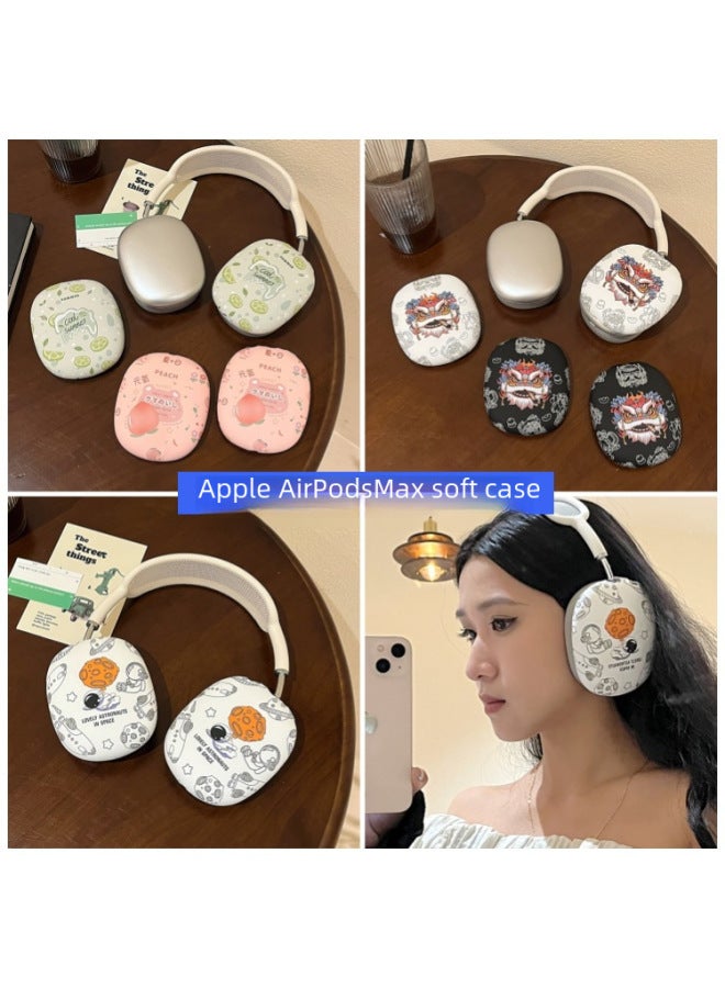 Loquat Suitable For Apple/For AppleAirPods Max Earphone Case Cartoon Noise Reduction Bluetooth Headset Cute Protective Case-Color:Silicone Soft Shell-milk Tea Panda-Model:For AppleAirPods Max (protective C - Image 2