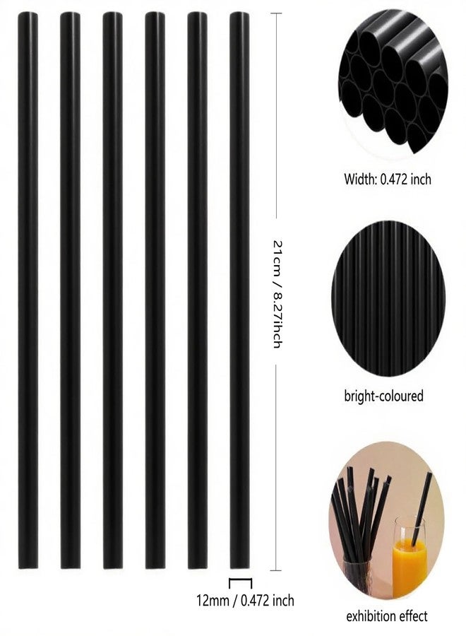 YAOSHENG 100 Pcs Black Disposable Drinking Plastic Straws.Milk tea juice disposable straw (0.47'' diameter and 8.27" long) (black-100pack, 8.27 Inches) - Image 2