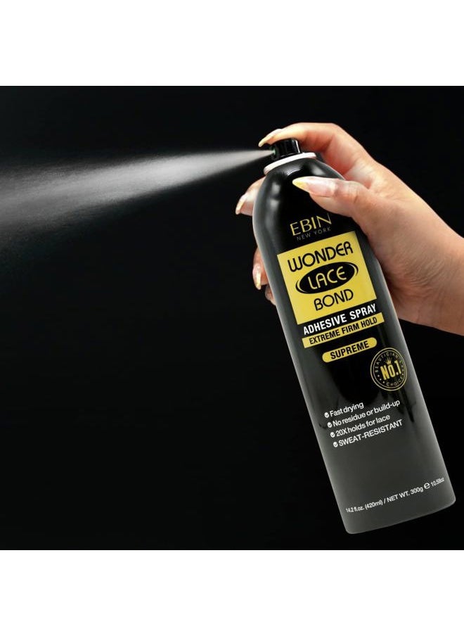 EBIN NEW YORK Wonder Lace Bond Adhesive Spray - Supreme (Extreme Firm Hold), 2.7 fl. oz./ 80ml | Fast Drying, No Residue, No Build up, Powerful Hold, All-Day Hold, Daily Wig Application  - Image 4