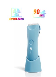Meridian The Trimmer Plus - Body Hair Manscaping Trimmer, Adjustable Guard, USB C Charging, Flash Light, Travel Lock, Charging Dock, Bikini Trimmer, Mens Body Hair Trimmer Sky Blue  - Image 1
