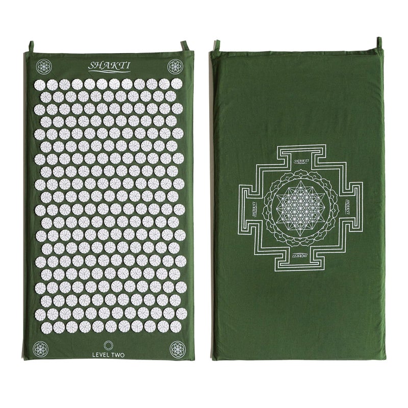 ShaktiMat Classic Acupressure Mat Level 2 Intensity in Shakti Black Relieves Stress Tension Promotes Relaxation Focus Similar to Acupuncture No Needles Required FSAHSA Eligible