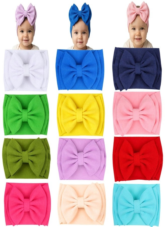 ANNACREATIONS ANNA CREATIONS 12 Pcs Baby Headbands Cute Flower Baby Hairband Soft Elastics Stretchy Bow Head Bands Multicolor Hair Accessories for Baby Girls New Born Toddler - Image 1