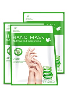 Moisturizing Hand Gloves - 3 Pcs Hand Masks with Plant Extracts for Dry, Aging, and Cracked Hands. Intense Nourishing Hand Cream Mask with Aloe Vera for Skin Repair, Whitening, and Anti-Aging.