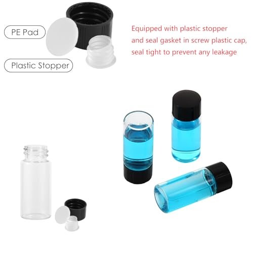Cadbibe 10ml Clear Glass Vials with Screw Caps and Plastic Stoppers, Small Liquid Sample Vial, Leak-Proof Vial, 12PCS - Image 2