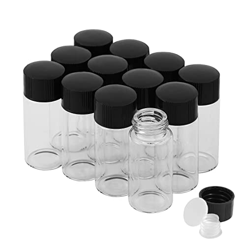 Cadbibe 10ml Clear Glass Vials with Screw Caps and Plastic Stoppers, Small Liquid Sample Vial, Leak-Proof Vial, 12PCS - Image 1