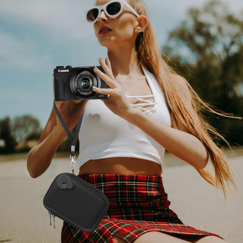 Lacdo Camera Carrying Case for Canon PowerShot G7 X Mark II / G7X Mark III Digital 4K Vlogging Camera, Point and Shoot Video Camera Trave Bag, Mesh Bag Fits Batteries, USB Cable, SD Card, Black+Black - Image 5