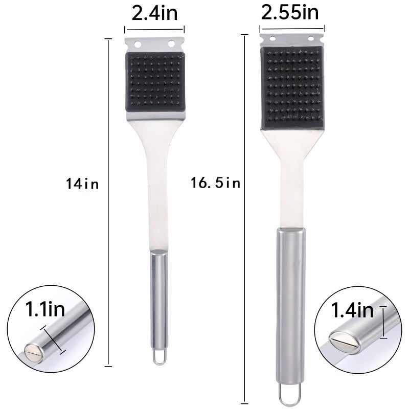 Edgnb 2 Pack Grill Brush and Scraper, 16.5â€ & 14â€ Wire BBQ Grill Brush for Outdoor Grill, 304 Stainless Steel Cleaning Brush BBQ Grill Accessories, Safe Grill Cleaner Brush-Ideal Gift for Men/Dad BBQ Brush - Image 2