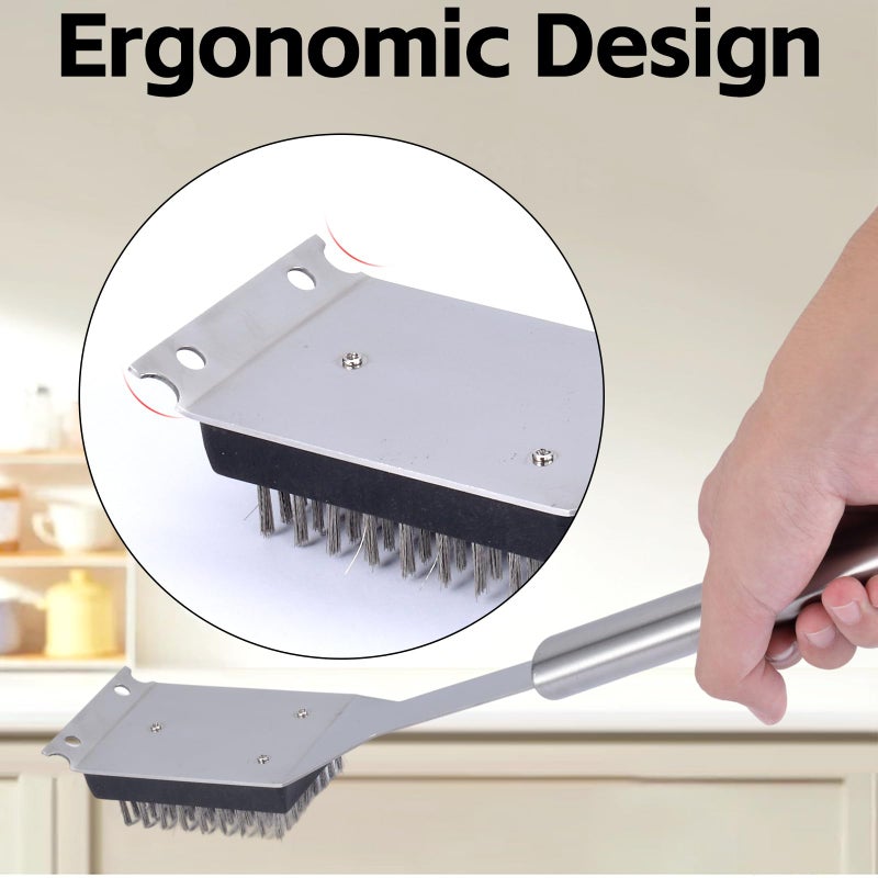 Edgnb 2 Pack Grill Brush and Scraper, 16.5â€ & 14â€ Wire BBQ Grill Brush for Outdoor Grill, 304 Stainless Steel Cleaning Brush BBQ Grill Accessories, Safe Grill Cleaner Brush-Ideal Gift for Men/Dad BBQ Brush - Image 3